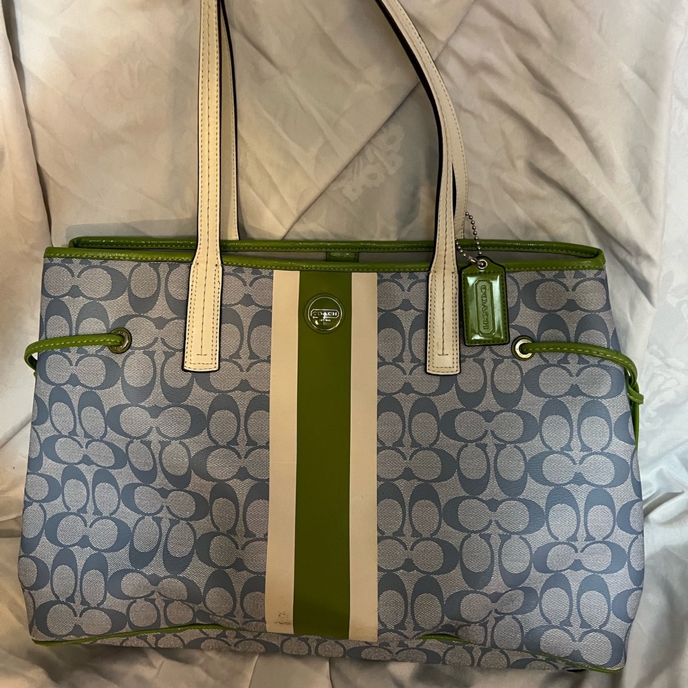 Coach blue and Green hobo bag